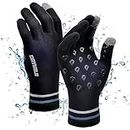 Drymile Waterproof Gloves - Warm Touchscreen Winter Snow Wool Blend Hand Gloves for Men & Women - Work, Hiking, Skiing, Running, Biking, Riding Glove, Ideal for Cold Weather - L, Black