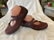 Earth Spirit Flat Mary Jane Comfort Suede Shoes Womens Sz 9 Burgundy Plum Gelron