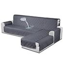 TAOCOCO Waterproof Sectional Couch Covers L Shaped Sofa Covers Chaise Lounge Cover 3pcs Reversible Couch Covers for Sectional Sofa Pet Kids Furniture Protector with Elastic Straps(X-Large, Dark Grey)