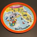 Disney Art | 1970's Vintage Walt Disney World Florida Tin Metal Tray Map Collectible Souvenir | Color: Blue/Orange | Size: Os