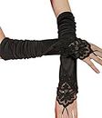 iLoveCos Opera Gloves Long Glove 1920s Accessories Flapper Costume Finger-less Lace Gloves Women Roaring 20' s Party Decoration Accessories Classic Satin Elbow Length Gloves (Black)