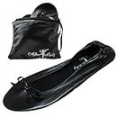 After Party Pumps® Back to Black Size UK 7-8 Ladies Roll Up Shoes Fold Up Pumps Foldable with Carrier Pouch