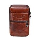 Hebetag Leather Phone Belt Holster Waist Case Bag for Men Travel Outdoor Camping Cell Phone Loop Pouch Pack Purse Wallet Holder for iPhone 8/7 Plus Note 8 S8 Edge Plus Coffee
