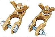 2x Wing Nut Marine Brass Copper Battery Terminal Post Pile Head Clamps Clips Connector Positive Negative