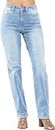 Judy Blue High-Rise Contrast Wash Thermal Straight Jeans 82562 (Regular, 11, Blue)