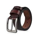 VRLEGEND Cinturones Casual Hombre Cinturón Vintage Cuero Genuino,Traje Para Jeans & Ropa Casual & Ropa de Trabajo & Ropa Formal (130cm, Marrón)