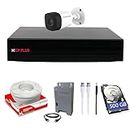 CP PLUS Full HD 4 Channel DVR with 2.4 MP 1 Outdoor [Built-in Audio MIC + Motion Detection] + 500 GB HDD + 4 Ch SMPS + CCTV Cable, USEWELL HDMI+BNC/DC Set, White