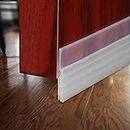 Delzon Door Sweep Weather Stripping Soundproof Rubber Bottom Seal Strip Adhesive Door Weather Stripping Draft Blocker-White 1 Meter