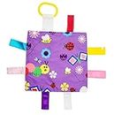 Baby Jack & Co 8x8” Garden Lovey Tag Toys for Babies - Baby Crinkle Toys - Crinkle Toys for Baby - Soft & Safe - Learn Shapes & Colors - Ideal Baby Toy - BPA Free w/Stroller Clip