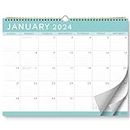 S&O Basic Teal Business Wall Calendar from January 2024-June 2025 - Tear-Off Monthly Calendar for Office - 18 Month Academic Wall Calendar - Hanging Calendar with Monthly Mini-Calendars -