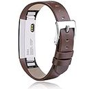 Vancle Compatible with Fitbit Alta HR Wristband and Fitbit Alta Wristband, Soft Leather Strap Replacement Strap for Fitbit Alta/Fitbit Alta HR (Coffee)