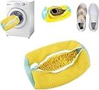 Shoe Laundry Bags for Washing Machine, Shoe Washing Machine Bag, Premium Zipper, Shoe Wash Bag For Canvas Sneakers, Reusable Shoe Cleaning Laundry Bag (Yellow)