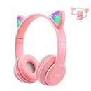 Kids Headphone, Megadream Wireless/Wired LED cat Ear Light Headphone, 85 decibels Safety Volume Limit, 3.5mm Jack Wired, TF Card 3 in 1 Headset for Kids, Suitable for Children Over 7 Years Old