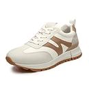 IXU 2024 Sneakers for Women Casual Walking Shoes Comfortable Tennis Running Fashion Shoes, Beige, 7