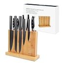 KITCHENDAO Bamboo Magnetic Knife Block Double-Sided Knife Holder,Knife Organizer Block,Knife Dock,Cutlery Display Stand and Storage Rack,Kitchen Scissor Holder,Large Capacity,Double Side Strongly Magnetic