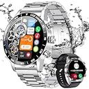 SUNKTA Smart Watch for Men,Bluetooth Calls, 1.32" HD Touch Screen Fitness Tracker with Blood Pressure/SpO2/Heart Rate/Sleep Monitor,IP67 Waterproof Smartwatch for Android iOS Silver