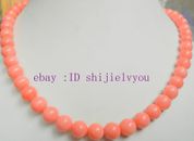 Jewelry Necklace pink coral 8mm round beads 18 "AAA