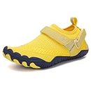 Water Shoes for Kids, Boy & Girls Quick Drying Aqua Socks Barefoot Beach Sports Athletic Sneakers Lightweight Slip on Sport Shoes (New Yellow, Numeric_4)