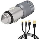 ShopMagics 3.1 Amp Dual USB Port Car Charger for Honda City 4th Generation Car Charger | High Speed Rapid Fast Turbo Metal Android & Tablets Car Mobile Charger With Micro USB/Type-C Cable (KGM, Multi)