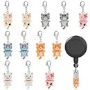 WEBEEDY 12 Pieces Badge Reel Charm for Student Nurse Teacher, 6 Colors Cat Badge Holder Charms for ID Card Name Tag Badge Holder Badge Buddy Office School Graduation Supplies