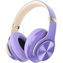 DOQAUS Bluetooth Headphones, [90 Hrs Playtime] Wireless Headphones with 3 EQ Modes, Hi-Fi Stereo Over Ear Headphones with Microphone and Comfortable Earpads for Cellphone/TV/PC/Laptop (Purple)