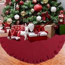 120CM Red Knitted Christmas Tree Stands Apron Base Floor Mat Cover Decor