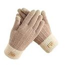 Winter Gloves Women Touchscreen Warm Cold Weather Gloves Ladies (Khaki)