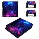 Vanknight Vinyl Decal Skin Stickers Cover for PS-4 Pro Console Play Station 4 Controllers Galaxy Space Purple