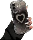 Axulimin for iPhone 11 Case Cute Aesthetic Black Heart Clear Phone Case for Teen