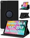 KATUMO Hülle für Samsung Galaxy Tab A 10.1 2019 (SM-T510/T515) Ultra Dünn Smart Cover Schutzhülle Leder Flip Case Rotating für Samsung Tablet 10,1" 2019, Schwarz