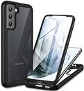 CENHUFO for Samsung Galaxy S21 Case Built-in Screen Protector, Military Grade Shockproof Clear Cover 360°Full Body Protective Rugged Bumper Phone Case for Samsung S21 5G -Black