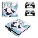 Blue Sexy Anime Girl PS4 SLIM Skin Sticker Decal Wrap for Playstation 4 console