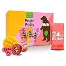 BEAR Fruchtrollen Mixbox | 100% Natürliche Inhaltsstoffe | Ohne Zusatz von Zucker | Gesunder Snack für Kinder & Erwachsene | 24 Beutel x 20g | 480g