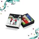 Hexafun Christmas Gift Box Of 4 Men Handkerchiefs - 100% Organic Pure Soft Cotton | Multicolor & Trendy Printed Hanky Designs | Soft & Breathable Fabric | Pack of 4-46cm x 46cm | Xmas-merized!