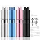 8ml Travel Perfume Atomizer Refillable for Men & Women.Empty Spray Bottle（0.27Oz, Pack of 4 with Different Colors）