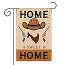 Helewilk Home Sweet Home Garden Flag, Burlap Vertical Double Sided, Western Theme Welcome Sign Decoration Flag, Wild West Cowboy Home Yard Outdoor Decor for Patio Lawn, 12 x 18 In