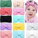 CELLOT 12 Colors Super Stretchy Soft Knot Baby Girl Headbands with Hair Bows Head Wrap For Newborn Baby Girls Infant Toddlers Kids