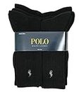 Polo Ralph Lauren Men's Classic Ribbed Crew Socks - 6 Pack (Black)