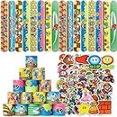 82Pcs Birthday Party Favors,Slap Wristband Set,include 32Pcs Slap Wristband and 50Pcs Stickers,Best for the Goodie Bags for Game Themed Birthday Party