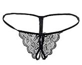 AVUN Women Polyester Spandex Solid G Sting Thong Underwear for Girls (Black)