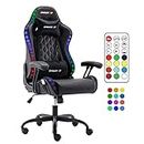 chizzysit Gaming Chair for Kids with RGB LED Lights, Kids Gaming Chairs Ages 8-14, Led Gaming Chair with Adjustable Lumbar Support and Headrest,PU Leather Video Game Chairs for Teens
