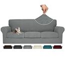 MAXIJIN 4 Piece Couch Covers for 3 Cushion Couch Sofa Covers, Stretch Couch Slipcovers for Sofas with 3 Cushions, Thick 3 Seat Furniture Protector for Dogs Pet (Sofa, Light Gray)