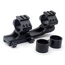 TRIROCK 25.4mm 30mm Dual Rings Scope Mount Fits 20mm Cantilever Picatinny Weaver Rail with Top Picatinny Rail Optic Mount