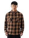 The Souled Store Checks: Black and Hazel Brown Men and Boys Long Sleeve Button Front Regular Fit Utility Shirts Men's Checked Shirts for Plaid Checkered Casual Formal Men Classic Check Shirt for Men