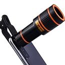 Black Cell Phone Camera Lens 12X Telephoto Universal Clip On HD Lens Compatible with iPhone Samsung Android Smartphone
