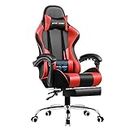 GTRACING Gaming Chair, Computer Chair with Footrest and Lumbar Support, Height Adjustable Gaming Chair with 360°-Swivel Seat and Headrest for Office or Gaming (Red)