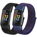 2 Pack Nylon Bands Only Compatible with Fitbit Charge 5 for Women Men,Soft Ad...