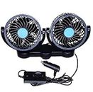Zone tech Car Cooling Air Fan 12V 12V Dual Head Car Auto Electric Cooling Air Fan for Rear Seat (Black 1 pack)