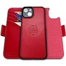 Dreem Fibonacci iPhone 15 Wallet case / 2-in-1 Shockproof case and Detachable Vegan Leather Folio, MagSafe Compatible, RFID Protection [Red]