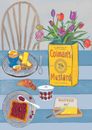 Breakfast Cottage Eggs Flowers Croissant Food Table Print Kitchen Chef Gift Idea